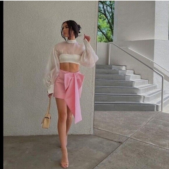 Zara * maxi bow mini skirt  pink size M - Picture 8 of 17